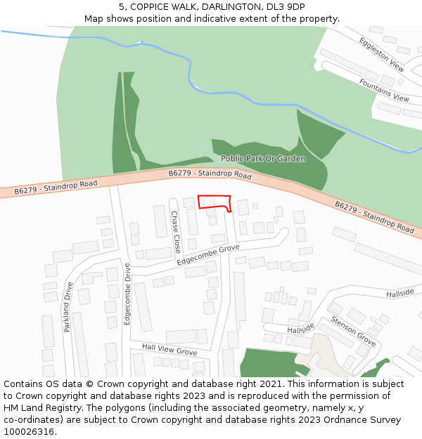 5, COPPICE WALK, DARLINGTON, DL3 9DP: Location map and indicative extent of plot