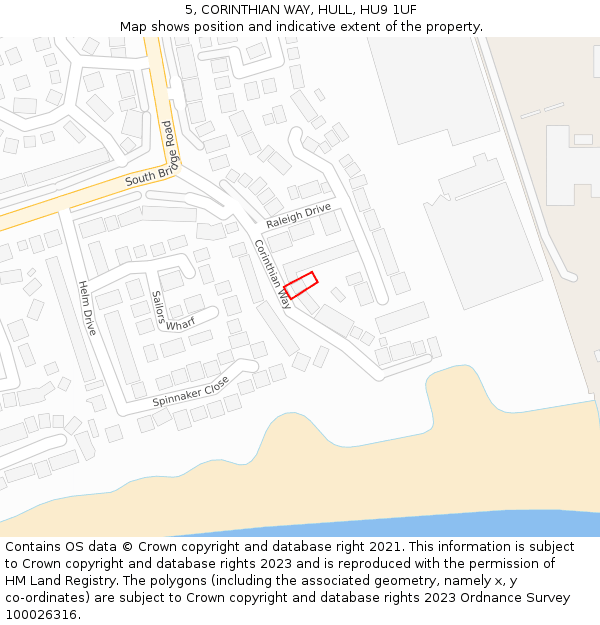 5, CORINTHIAN WAY, HULL, HU9 1UF: Location map and indicative extent of plot