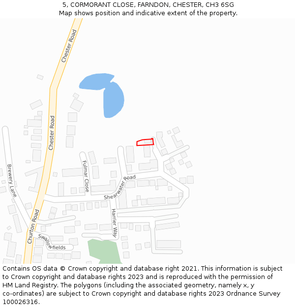 5, CORMORANT CLOSE, FARNDON, CHESTER, CH3 6SG: Location map and indicative extent of plot