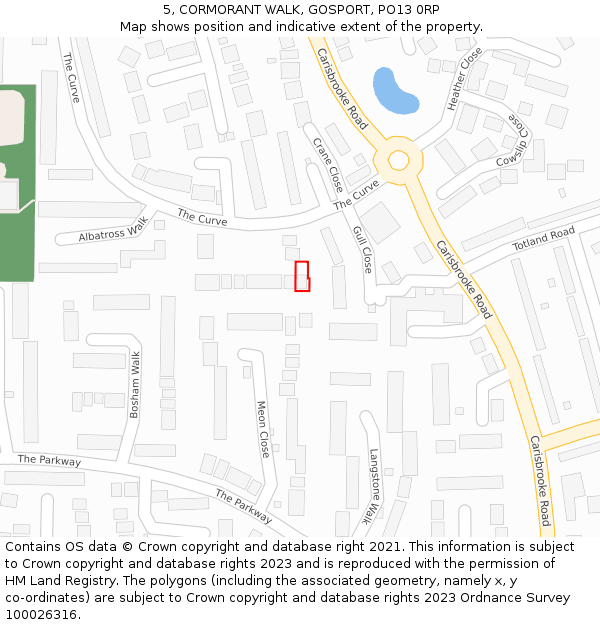 5, CORMORANT WALK, GOSPORT, PO13 0RP: Location map and indicative extent of plot