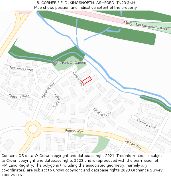 5, CORNER FIELD, KINGSNORTH, ASHFORD, TN23 3NH: Location map and indicative extent of plot