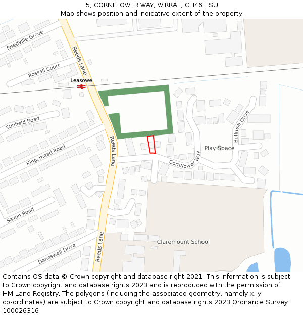 5, CORNFLOWER WAY, WIRRAL, CH46 1SU: Location map and indicative extent of plot