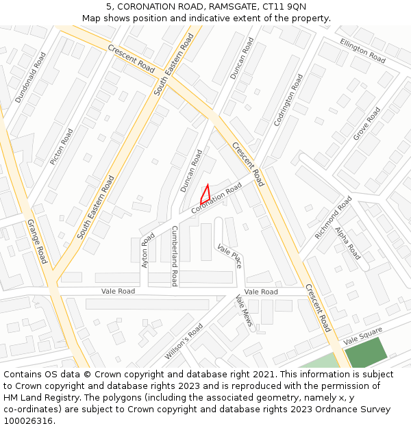 5, CORONATION ROAD, RAMSGATE, CT11 9QN: Location map and indicative extent of plot