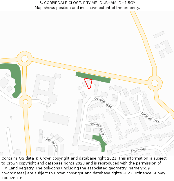 5, CORRIEDALE CLOSE, PITY ME, DURHAM, DH1 5GY: Location map and indicative extent of plot