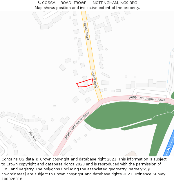 5, COSSALL ROAD, TROWELL, NOTTINGHAM, NG9 3PG: Location map and indicative extent of plot