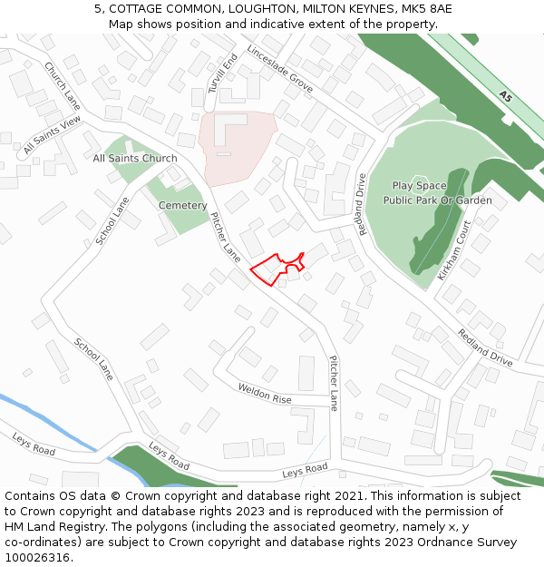 5, COTTAGE COMMON, LOUGHTON, MILTON KEYNES, MK5 8AE: Location map and indicative extent of plot