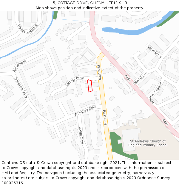 5, COTTAGE DRIVE, SHIFNAL, TF11 9HB: Location map and indicative extent of plot