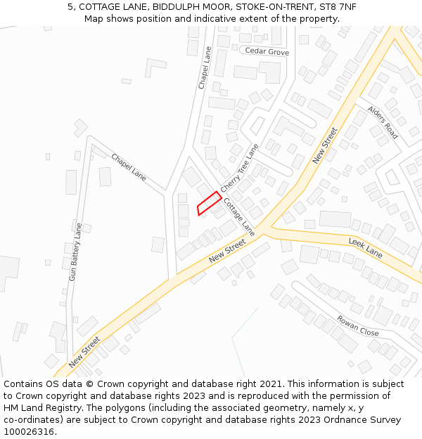 5, COTTAGE LANE, BIDDULPH MOOR, STOKE-ON-TRENT, ST8 7NF: Location map and indicative extent of plot