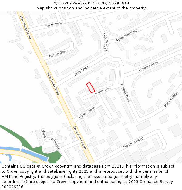 5, COVEY WAY, ALRESFORD, SO24 9QN: Location map and indicative extent of plot