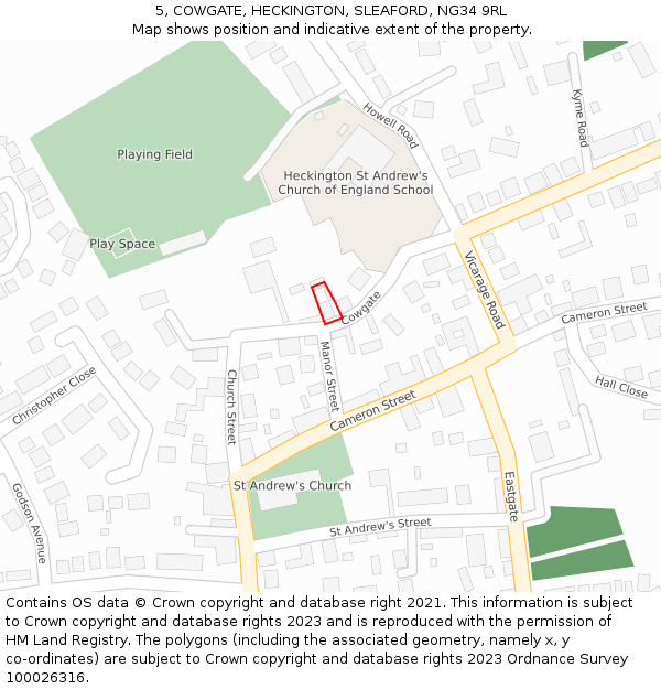 5, COWGATE, HECKINGTON, SLEAFORD, NG34 9RL: Location map and indicative extent of plot