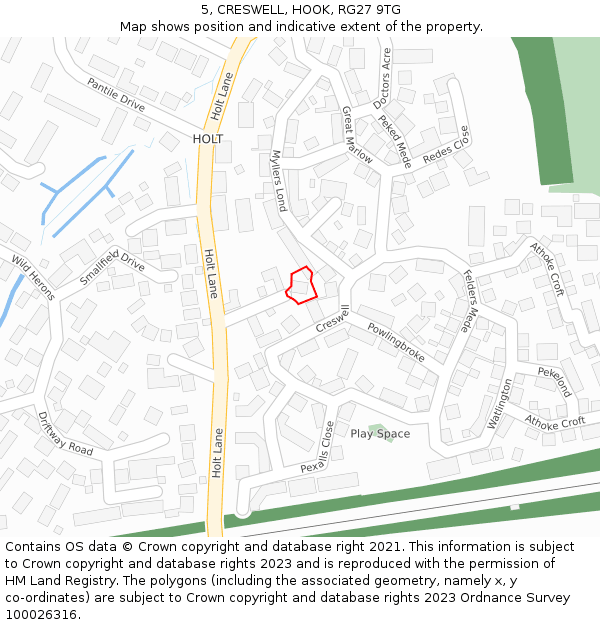 5, CRESWELL, HOOK, RG27 9TG: Location map and indicative extent of plot