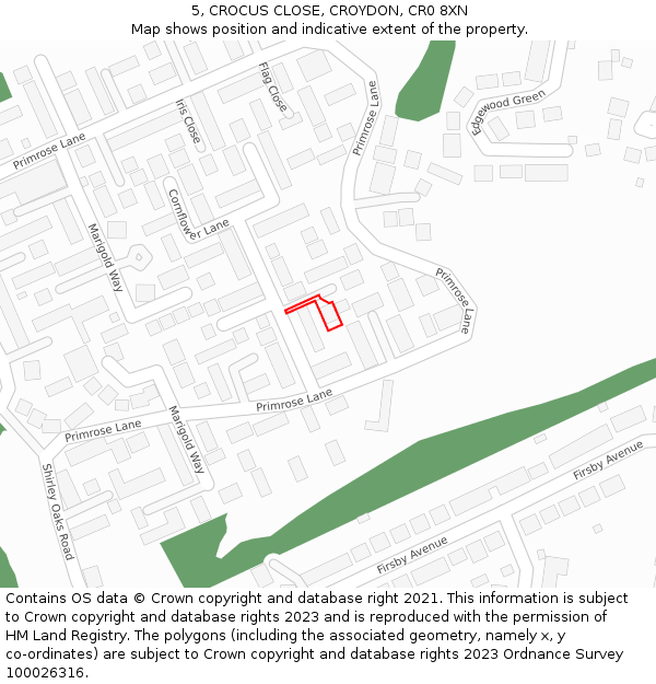 5, CROCUS CLOSE, CROYDON, CR0 8XN: Location map and indicative extent of plot