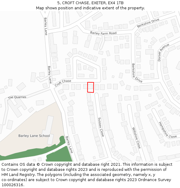 5, CROFT CHASE, EXETER, EX4 1TB: Location map and indicative extent of plot