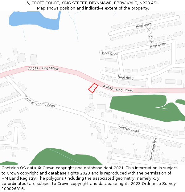 5, CROFT COURT, KING STREET, BRYNMAWR, EBBW VALE, NP23 4SU: Location map and indicative extent of plot