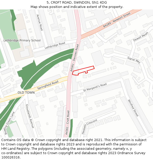 5, CROFT ROAD, SWINDON, SN1 4DG: Location map and indicative extent of plot