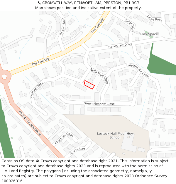 5, CROMWELL WAY, PENWORTHAM, PRESTON, PR1 9SB: Location map and indicative extent of plot