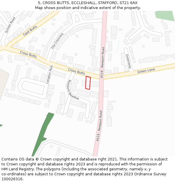 5, CROSS BUTTS, ECCLESHALL, STAFFORD, ST21 6AX: Location map and indicative extent of plot