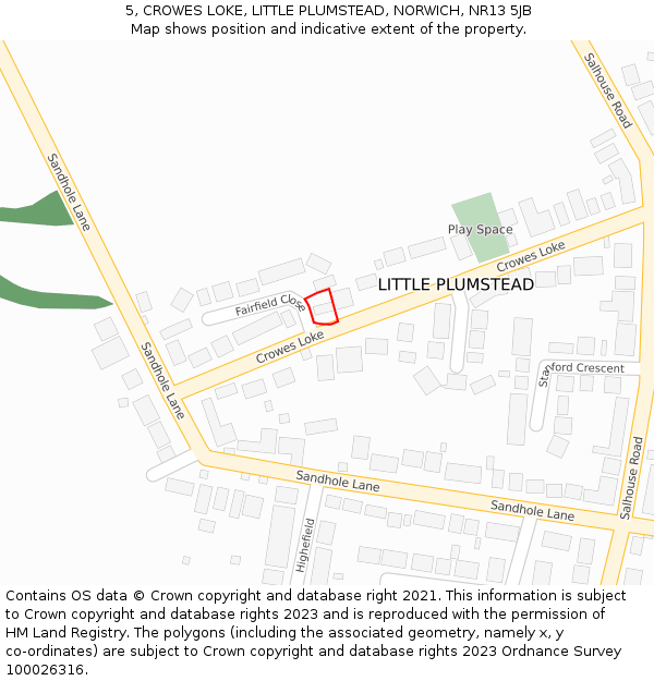 5, CROWES LOKE, LITTLE PLUMSTEAD, NORWICH, NR13 5JB: Location map and indicative extent of plot
