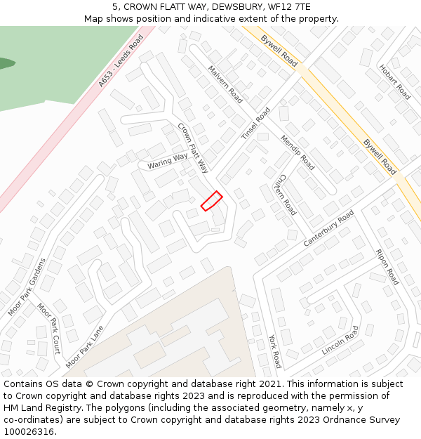 5, CROWN FLATT WAY, DEWSBURY, WF12 7TE: Location map and indicative extent of plot