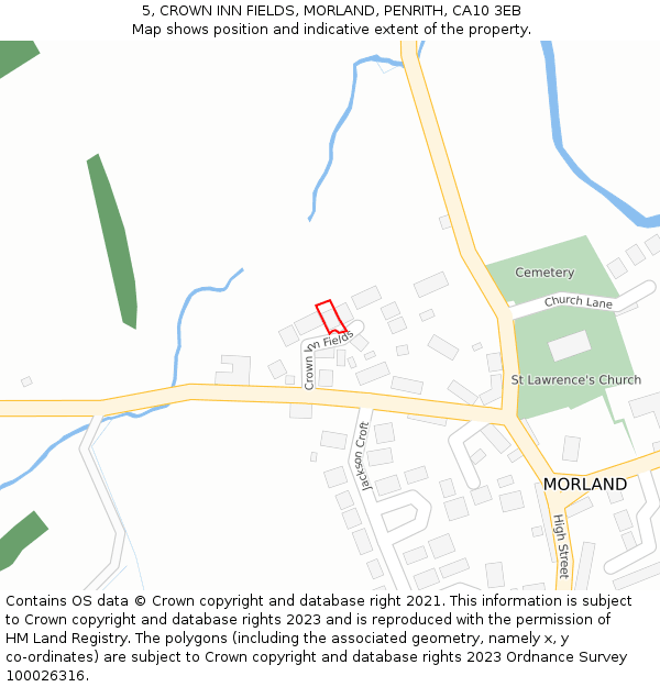 5, CROWN INN FIELDS, MORLAND, PENRITH, CA10 3EB: Location map and indicative extent of plot