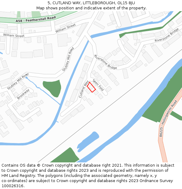 5, CUTLAND WAY, LITTLEBOROUGH, OL15 8JU: Location map and indicative extent of plot
