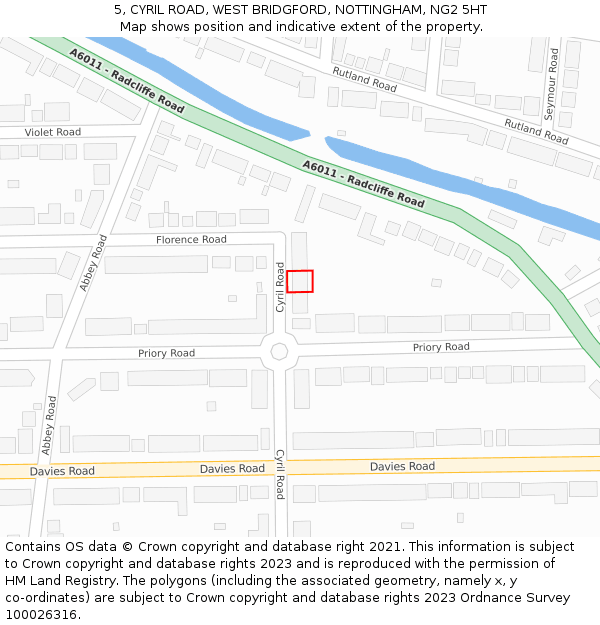 5, CYRIL ROAD, WEST BRIDGFORD, NOTTINGHAM, NG2 5HT: Location map and indicative extent of plot