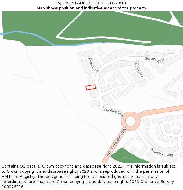 5, DAIRY LANE, REDDITCH, B97 6TR: Location map and indicative extent of plot