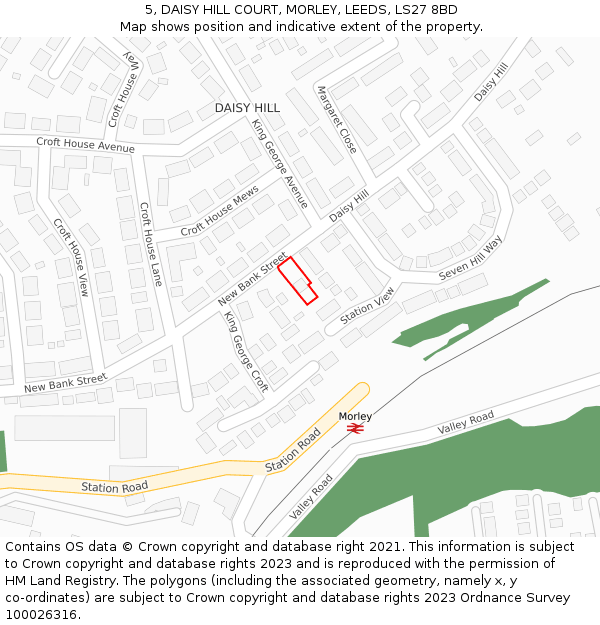 5, DAISY HILL COURT, MORLEY, LEEDS, LS27 8BD: Location map and indicative extent of plot