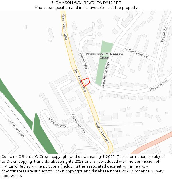 5, DAMSON WAY, BEWDLEY, DY12 1EZ: Location map and indicative extent of plot