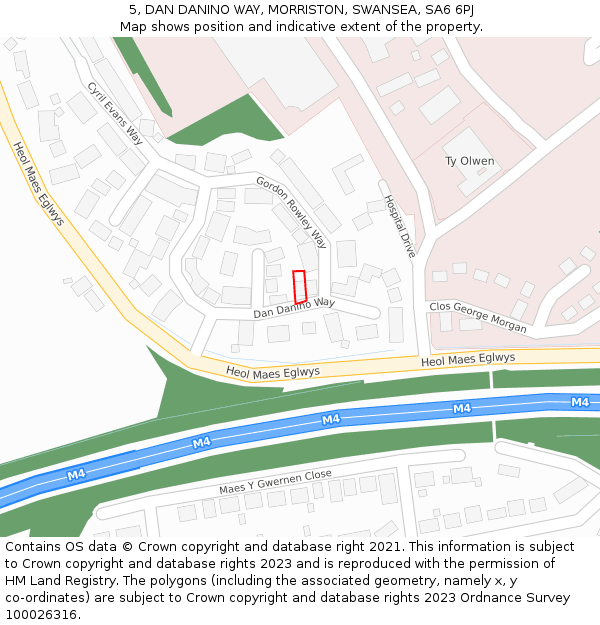 5, DAN DANINO WAY, MORRISTON, SWANSEA, SA6 6PJ: Location map and indicative extent of plot