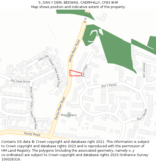 5, DAN Y DERI, BEDWAS, CAERPHILLY, CF83 8HR: Location map and indicative extent of plot