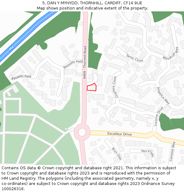 5, DAN Y MYNYDD, THORNHILL, CARDIFF, CF14 9UE: Location map and indicative extent of plot