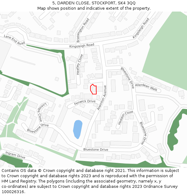 5, DARDEN CLOSE, STOCKPORT, SK4 3QQ: Location map and indicative extent of plot