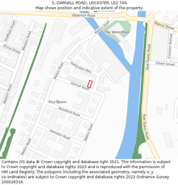 5, DARNALL ROAD, LEICESTER, LE2 7AS: Location map and indicative extent of plot