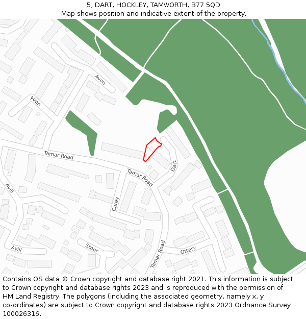 5, DART, HOCKLEY, TAMWORTH, B77 5QD: Location map and indicative extent of plot