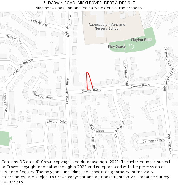 5, DARWIN ROAD, MICKLEOVER, DERBY, DE3 9HT: Location map and indicative extent of plot