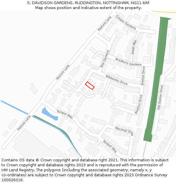 5, DAVIDSON GARDENS, RUDDINGTON, NOTTINGHAM, NG11 6AF: Location map and indicative extent of plot