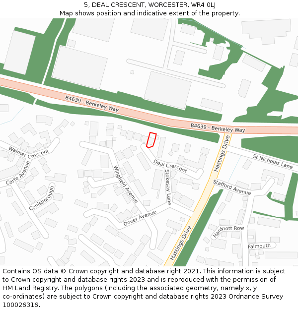 5, DEAL CRESCENT, WORCESTER, WR4 0LJ: Location map and indicative extent of plot