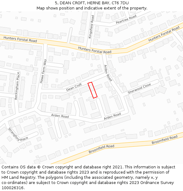 5, DEAN CROFT, HERNE BAY, CT6 7DU: Location map and indicative extent of plot