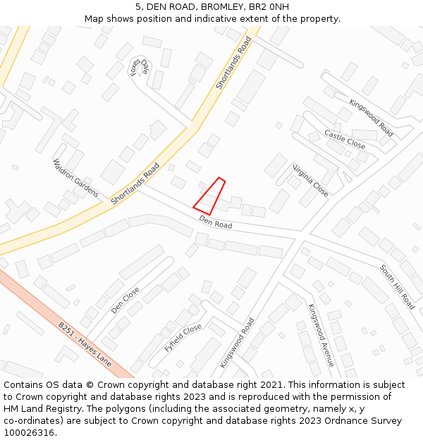 5, DEN ROAD, BROMLEY, BR2 0NH: Location map and indicative extent of plot