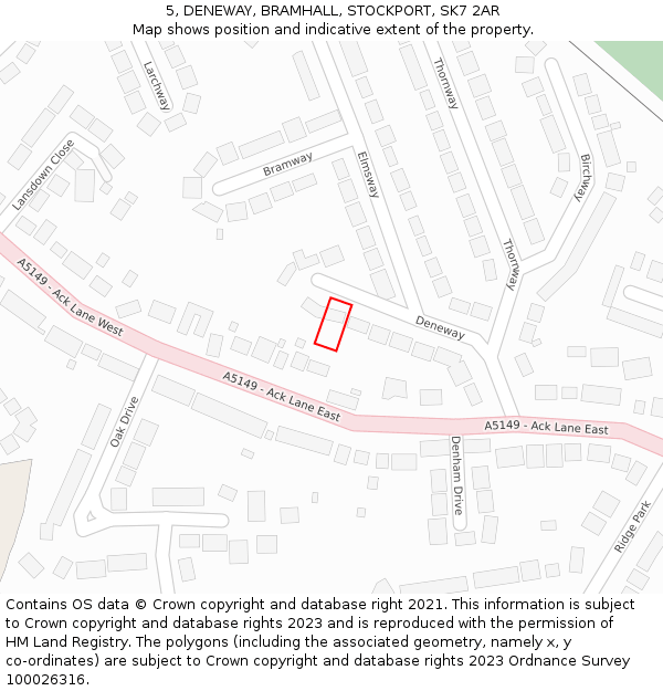 5, DENEWAY, BRAMHALL, STOCKPORT, SK7 2AR: Location map and indicative extent of plot