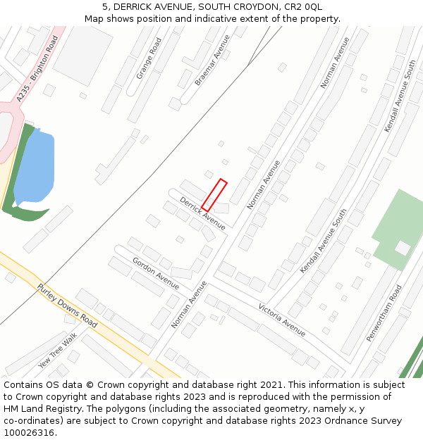 5, DERRICK AVENUE, SOUTH CROYDON, CR2 0QL: Location map and indicative extent of plot