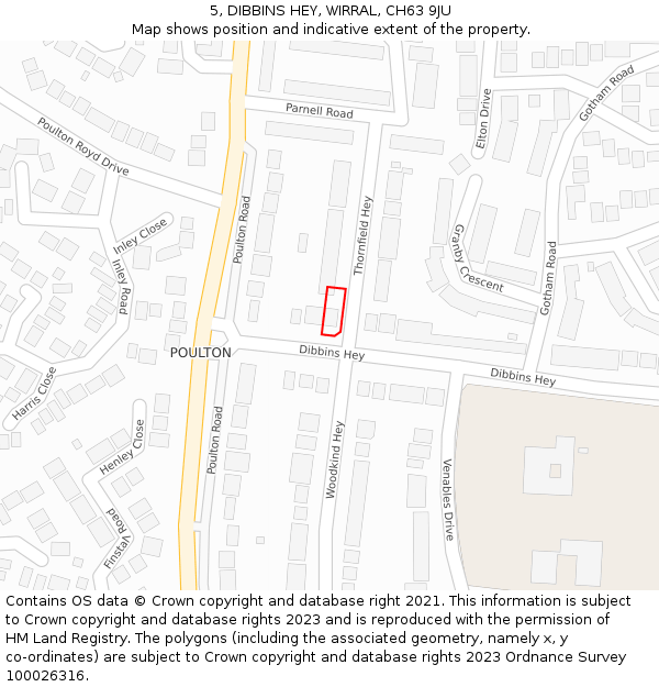 5, DIBBINS HEY, WIRRAL, CH63 9JU: Location map and indicative extent of plot