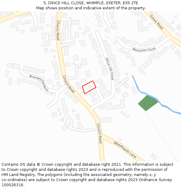 5, DINCE HILL CLOSE, WHIMPLE, EXETER, EX5 2TE: Location map and indicative extent of plot