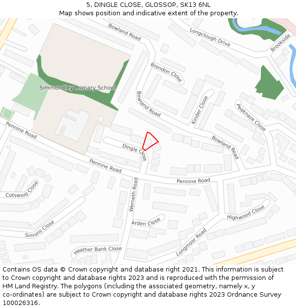 5, DINGLE CLOSE, GLOSSOP, SK13 6NL: Location map and indicative extent of plot