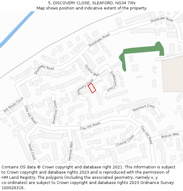 5, DISCOVERY CLOSE, SLEAFORD, NG34 7XN: Location map and indicative extent of plot