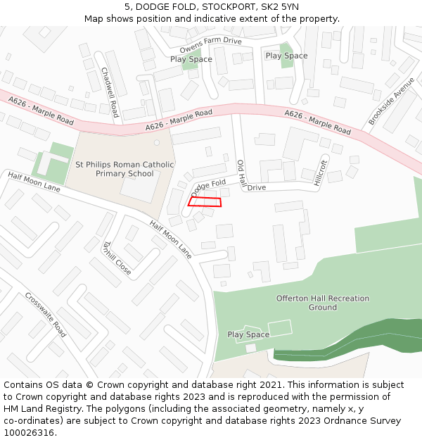 5, DODGE FOLD, STOCKPORT, SK2 5YN: Location map and indicative extent of plot