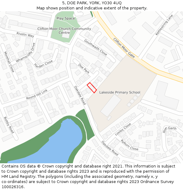 5, DOE PARK, YORK, YO30 4UQ: Location map and indicative extent of plot