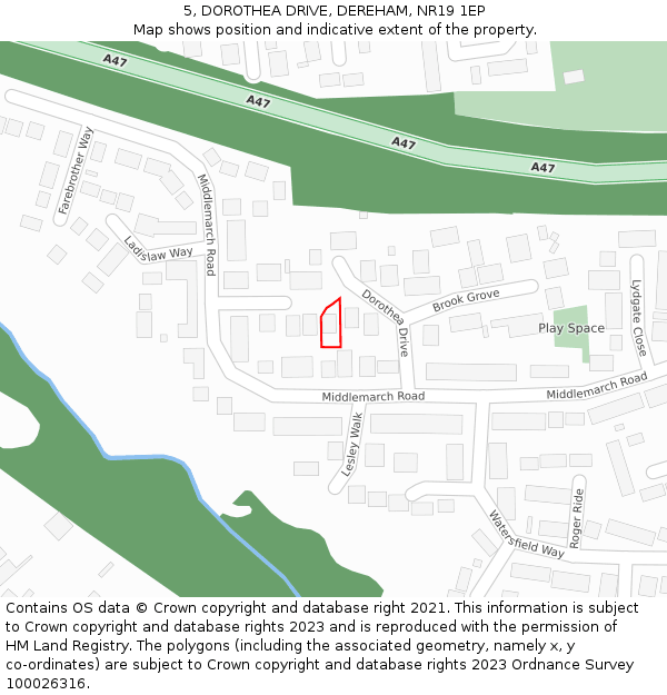 5, DOROTHEA DRIVE, DEREHAM, NR19 1EP: Location map and indicative extent of plot