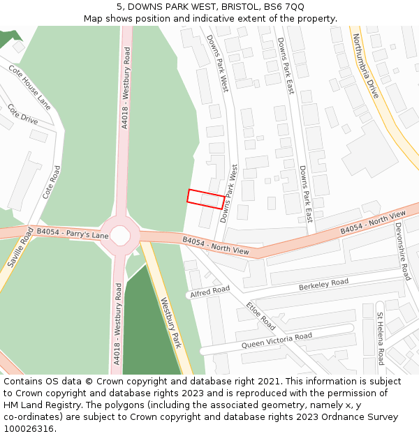 5, DOWNS PARK WEST, BRISTOL, BS6 7QQ: Location map and indicative extent of plot